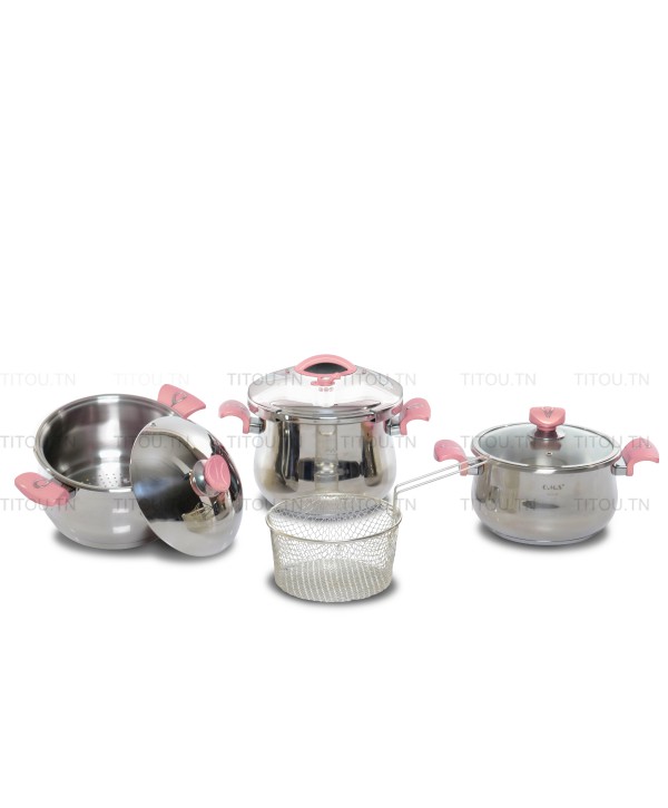 Pack Cocotte 7pcs OMS inox 18/10  - Rose