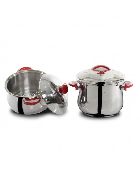 Cocotte 7 litres OMS inox 18/10  - Rouge