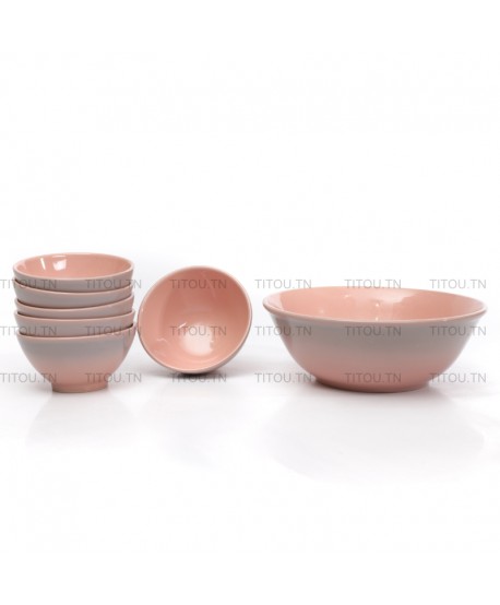 set bowls 7 pcs hamila stoneware - Rose gris
