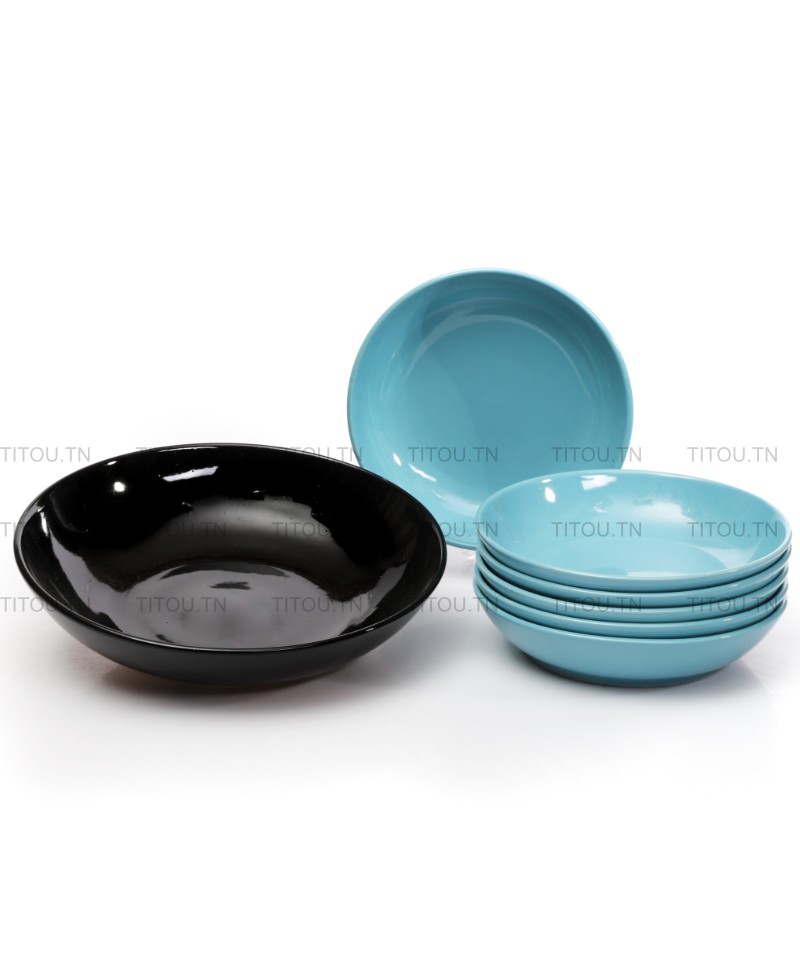 set couscous 7pcs hamila stoneware - Bleu noire