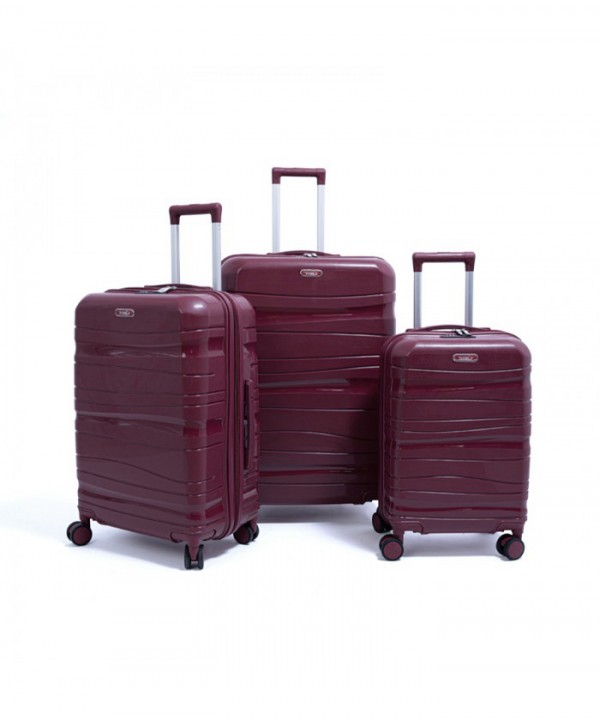 Set de trois valises avec roues démontables - Titou - Rouge bordeaux